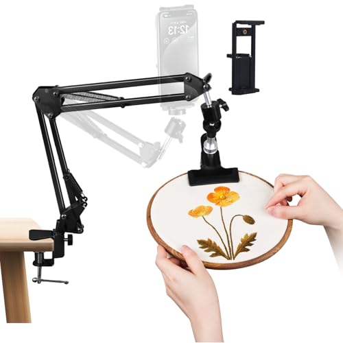 Adjustable Hand Embroidery Hoop Stand,Black Cross Stitch Hoop Holder with 360&deg; Rotation,3-in-1...