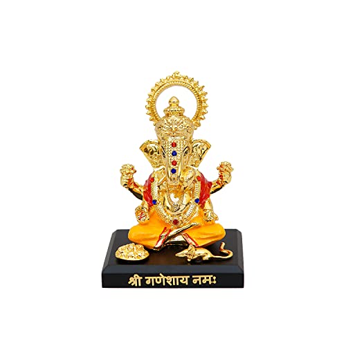 Image of Resin Ganesha Statue - Premium Ganpati Idol Decorative Showpiece Murti for Pooja Temple Home Entrance Decor Diwali Gift Multicolor (2.5X2X3.5 Inch)