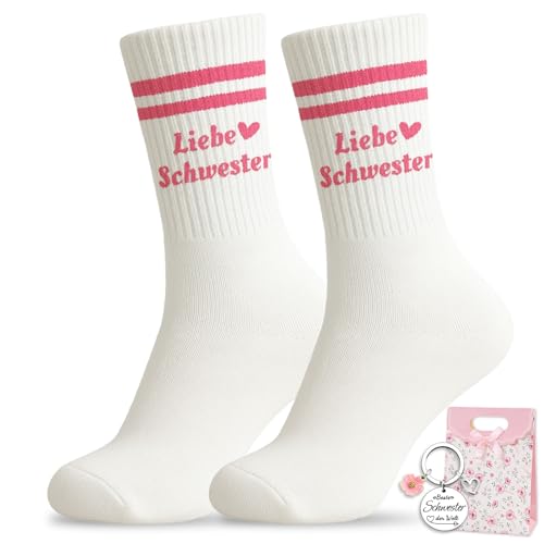 Scinzene Geschenk für Schwester Socken - Hochwertige Baumwollsocken Größe 36-42 als Ideales Geburtstagsgeschenk für Schwester oder Freundin, Atmungsaktiv und Bequem für Täglichen Komfort