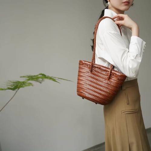 Image of Woven Tote Bag For Women, Fashion Crossbody Shoulder Bag, Casual Top-handle Handbags, and Travel Purses Phone Bag