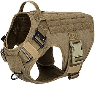 ICEFANG Large Dog Tactical Harness,Military K9 Working Dog Molle Vest,No Pulling Front Clip,Metal