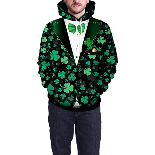 STKOOBQ Blusa casual unissex de St. Patrick's Day Fashion com capuz manga comprida praia quente, Ve