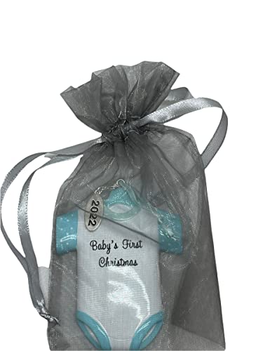 Baby Boy Ornament Babys First Christmas Ornament 2022 - Onesie Baby Ornament - Can Be Personalized - Comes In An Organza Bag So It's Ready For Giving! #TOP1