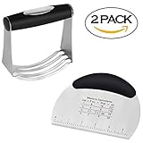 SASRL Pastry Cutter Stainless Steel - Professional Baking Dough Blender and Pastry Pizza Dough Cutter Scraper Multipurpose Bench Scraper