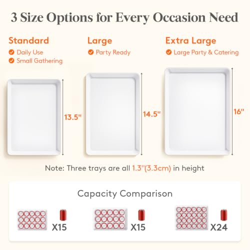 Lifewit 4 Pcs Serving Tray for Party, Reusable Plastic Food Serving Platter - Image 4