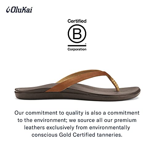 OLUKAI Ho'opio Leather Women's Beach Sandals, Full-Grain Leather Flip-Flop Slides, Modern Low Profile Design & Comfortable Fit3