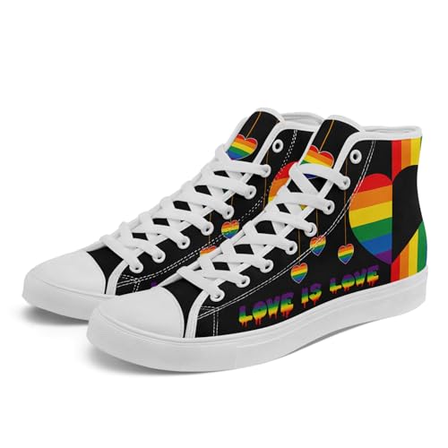 Pride Month High Top Canvas Sneakers Rainbow Lace Up Shoes for Men & Women Breathable Walking Footwear LGBTQ Gift3