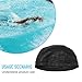 Nylon Swim Cap for Women and Men, Stretchable Fabric Swimming Pool Hair and Ears Cap, Large Size (Head Circumference 40cm to 56cm), Black or Blue（Black）