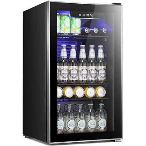 Antarctic Star Beverage Refrigerator -120 Can Mini Fridge for Soda Beer or Wine,Small Drink Dispenser, For Office or Bar with Adjustable Removable Shelves，Convertible Door ，3.2 Cu.Ft Cover