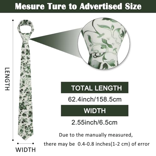 Image of Mantieqingway Men Skinny Tie Cotton Floral Necktie for Wedding Groomsmen Tie