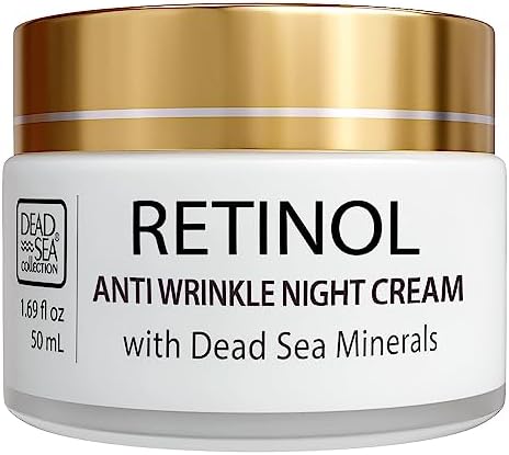 Dead Sea Collection Anti-Wrinkle Night Cream for Face with Retinol and Sea Minerals - Anti Aging, Nourishing and Moisturizer Face Cream (1.69 fl.oz)