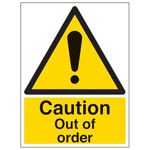 V Safety Caution Out Of Order - Portrait 200 x 300mm - 2mm Rigid Plastic Safety Sign