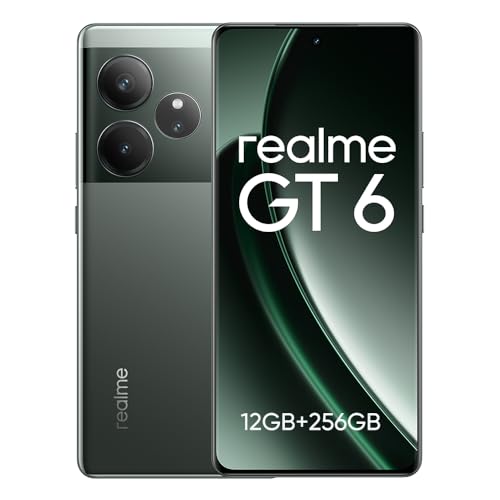 realme GT 6 Smartphone 5G,12GB+256GB Telefono Movil,Snapdragon 8s Gen 3,6.78' 120Hz Pantalla Ultrabrillante de 6000 nits,50MP LYT-808 OIS,5500 mAh,Dual SIM Android 14,NFC,No Carga,Verde