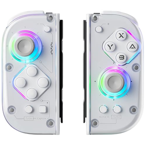 Smanettew Controllers Compatible with Nintendo Switch, Wireless L & R Controllers with Charging Grip, Featuring RGB Lighting, Hall Effect Joysticks, Turbo, Macro Programming, Vibration & 6-Axis Gyro