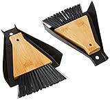 Relaxdays Tischkehrset, 2 Stück, Tischbesen & Kehrschaufel, für Esstisch & Küche, Bambus & Kunststoff, Natur/schwarz
