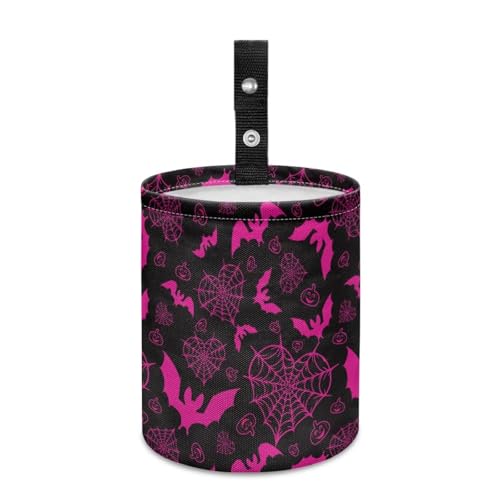 Image of Pensura Car Trash Can Waterproof Pink Spiderweb Bat Car Trash Bag Hanging Portable Foldable Multipurpose Trashs Bin Waste Basket Auto Accessories for Cars, Home, Outdoor