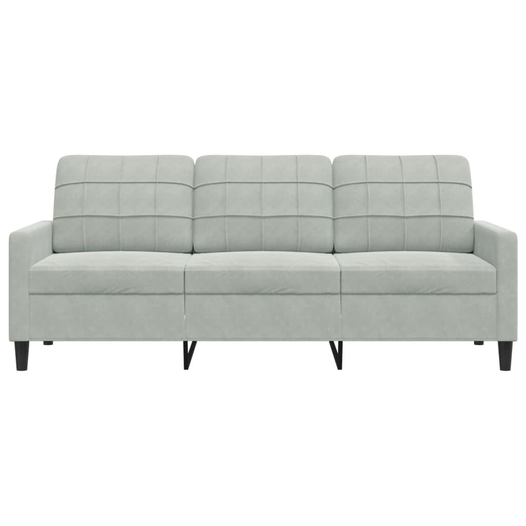 Sofá de 3 plazas Terciopelo Gris Claro 180 cm, sofá de Terciopelo,sofá para 3 Personas