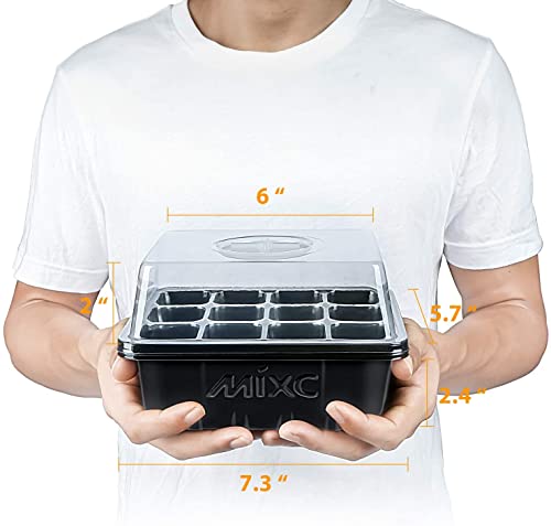 MIXC Seed Trays,10 Pack 120 Cells Seed Tray for Seedlings Reusable, Seed Trays with Lids, propagators for plants, Germination Trays Kit Plastic for Greenhouse/Garden Black