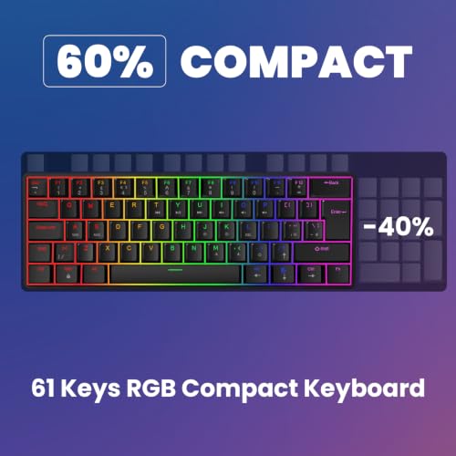 Image of SOPPY Compact 60% Gaming Mechanical Keyboard and Mouse Combo, RGB Backlit 61 Keys Compact Keyboard, USB Ergonomic Office Wired Keyboards for PC /Laptop /Windows /PS4 /Xbox /Mac, Red Switches (Black)