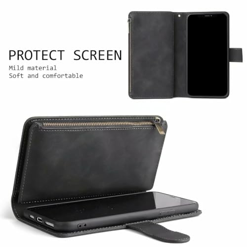 Étui portefeuille en cuir pour iPhone 16 Pro noir aux finitions soignées