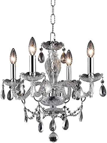 Living District Elle 4-Light Transitional Metal Pendant in Chrome