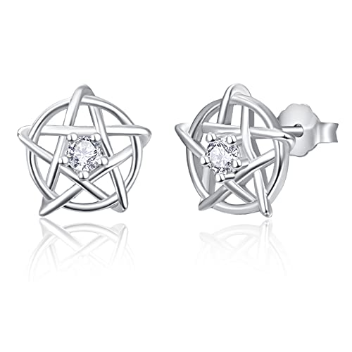 TANGPOET Damen Ohrringe 925 Sterling Silber Stern Ohrstecker Irish Keltischer Knot Ohrringe Frauen Ohrringe Schmuck Geschenk für Frauen Mädchen Cover