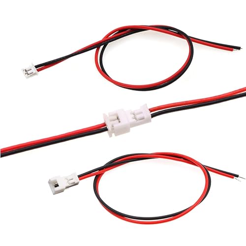 XUGERIP JST MX 1.25mm 2 Pin Connector, 20 PCS Male Plug and 20 PCS Female Socket, Micro Wire Connectors with 100mm Extension Cable AWG 26