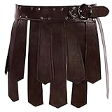 Joygoodta Falda vikinga medieval de piel sintética con borla romana, falda vikinga para mujeres y hombres con cinturón ajustable, delantal gótico retro romano, disfraz de cuero