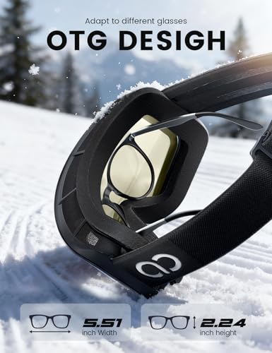 image for Lamicall Ski Goggles with 3X Anti-Fog - 100% UV Protection, OTG & Helm