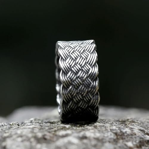 Anillo vikingo nórdico de acero vintage para hombre y joven 4