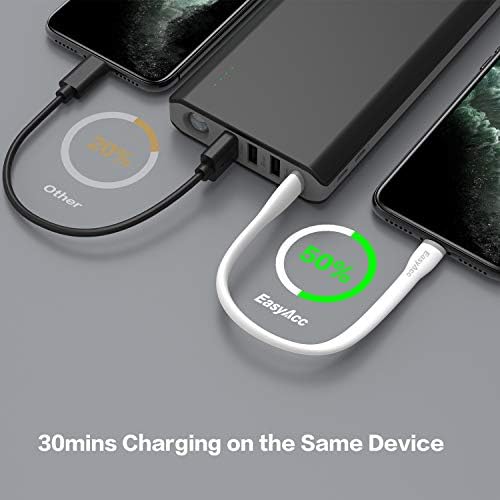 EasyAcc USB C to Lightning Cable Short PD Fast Charge iPhone Charger Cable Data Sync Cable 0.5ft for iPhone 11 Xs XR Max iPad Air, White