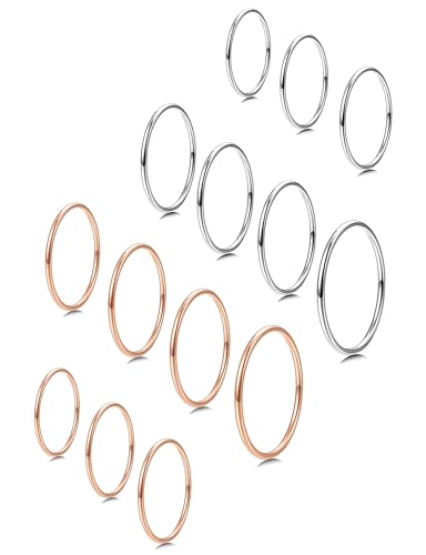 MILACOLATO Gold Rings for Women | 1mm Thin Stainless Steel Bands Rings | Midi Thumb Pinky Toe Stacking Kunckle Rings 7Pcs | Rounded Comfort-Fit Size 3/4/5/6/7/8/9: Clothing, Shoes & Jewelry - view 2