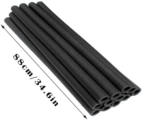 12PCS Trampoline Pole Foam Sleeves, 34.6 Inch Waterproof Round Tube Protective Trampoline Spring Cover Padding, Foam Tubing Protective Trampoline Net Pole, Trampoline Accessories (Black) - 5