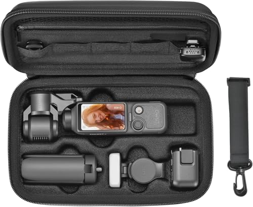 Image of LEQTRONIQ All-in-One Carrying Case for DJI Osmo Pocket 4 - PU Protective Bag with Shoulder Strap (Adjustable Strap and Carry Handle) Creator Combo, Vlogging & Outdoor Shooting