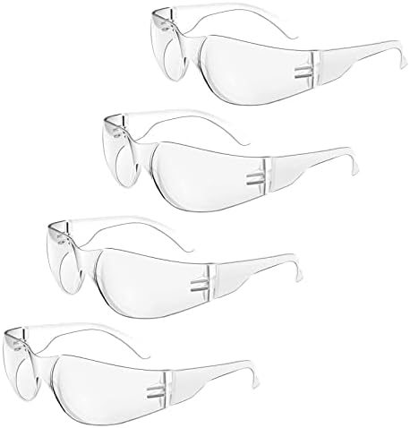 HBSTUDIO Clear Safety Glasses Protective Eyewear for Men Women, Scratch & Impact Resistant Eye Protection for Work, Lab(4Pack)