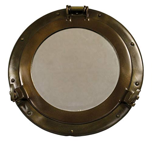 Nagina International 11" Antique Finish Porthole Mirror: Maritime Nautical Ship Decor