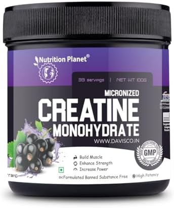 Nutrition Planet Micronized Creatine Monohydrate (Black Currant, 100g / 0.22 Lb, 33 Servings)