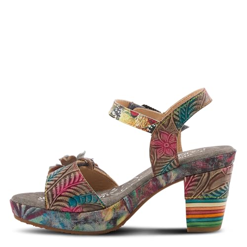 Image of L`Artiste Leilanie Hand-Painted Leather Platform Heel Sandal