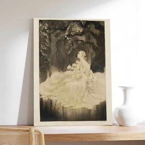 Impression Louis Icart Lillies l'esprit romantique des illustrations mode