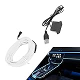 Damwot EL Wire Interior Car LED Strip Lights, 16.4FT USB Auto Neon Light Strip with 6mm Sewing Edge, Ambient Lighting Kits for Car Inside Decorations, Automotive Interior Accessories (ice Blue)