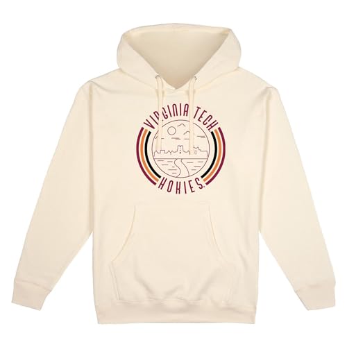 USCAPE Virginia Tech Hokies Standard Hoodie - Fleece Unisex Officially Licensed NCAA Men’s and Women’s Hoodie, Bone - Small