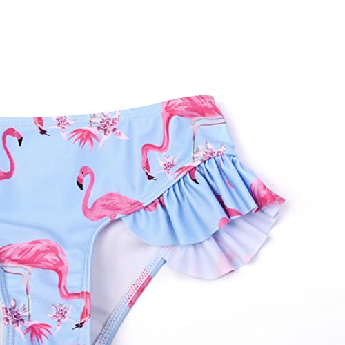 Image of QPANCY Girls One Shoulder Swimsuits Kids Two Piece Bathing Suits Ruffle Beach Swimwear