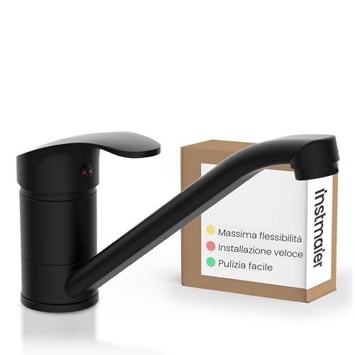 rubinetto da cucina instmaier K1 | nero opaco | rubinetto da cucina | miscelatore per cucina | miscelatore per lavello | miscelatore per lavello con miscelatore monocomando | orientabile a 360°