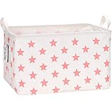 Sea Team Collapsible Canvas Fabric Storage Basket with Handles, Rectangle Waterproof Storage Bin,...