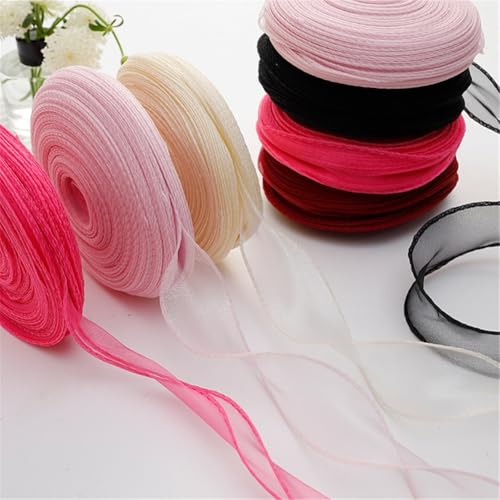 Cinta de organza y gasa, Cinta de gasa 4 cm x 10 yardas, paquete 5, 50 en total, color crema ensueño(Pink,10 x 10 Yard)
