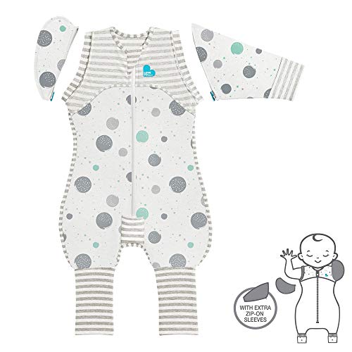 Love To Dream Swaddle Up Transition Suit, Medium (6-8.5kg), Ideal Fabric for Moderate Temperatures (20-24°C), Patented Zip-off Wings, Gentle Transition from Swaddling to Arms-Free Sleep, White
