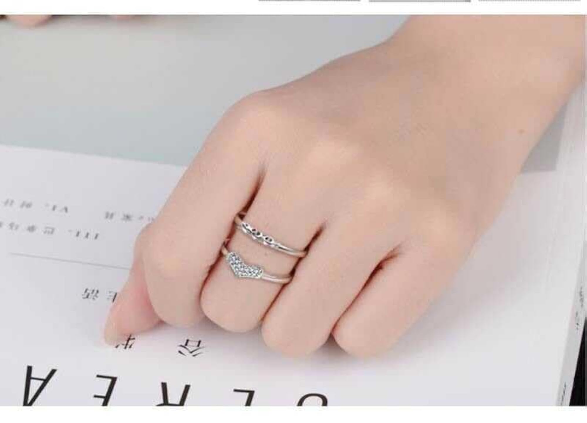Bling Queen Zirconia Open Ring, Double Layer Rings for Women