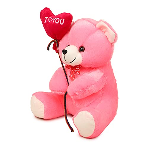 Image of CHIRKUT I Love You' Balloon Heart with Teddy Bear Soft Toy Teddy Bear Plush Stuffed Toy Cute & Romantic Plush Gift for Girlfriend, Boyfriend, Wife Valentine (Pink) (BOLLON Teddy Pink)