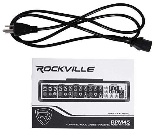 image for Rockville 1800w Powered 4 Channel Mixer/Amplifier w USB/EQ/Effects/Pha
