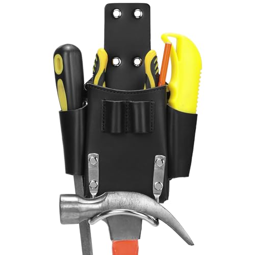 Image of Hammer Holder,Hammer Holder for Belt,Tool Holder Pliers Holster Knife Holster, Hammer Holster Made with Genuine Leather and Heavy-Duty Steel,for Construction Electrician Carpentry Garden Pruning.
